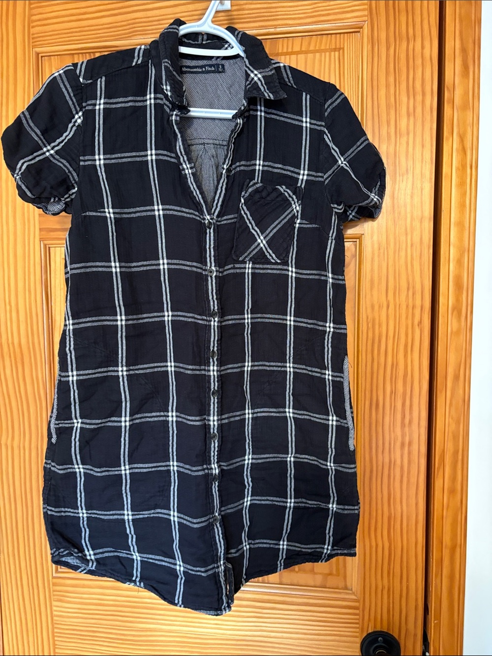 Abercrombie & Fitch Black and White Plaid Shirt Dress